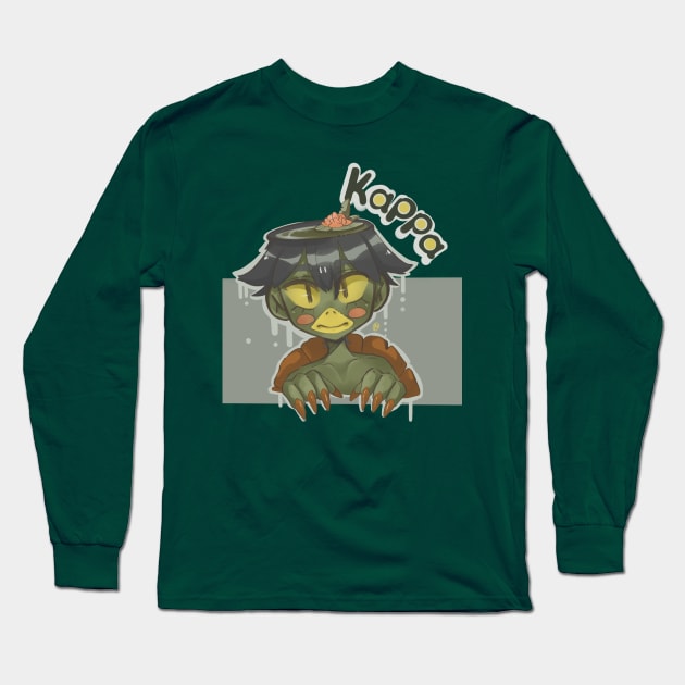 Yokai Line: Kappa (light lines) Long Sleeve T-Shirt by Yurri-Yurri-Prints